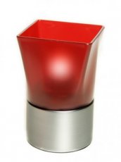 Portavelas Square Plastic rojo con base plateada - Pack de 6 lámparas