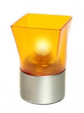 Portavelas Square Plastic naranja con base plateada - Pack de 6 lámparas
