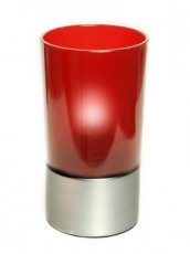 Portavelas Star Plastic rojo con base plateada - Pack de 6 lámparas
